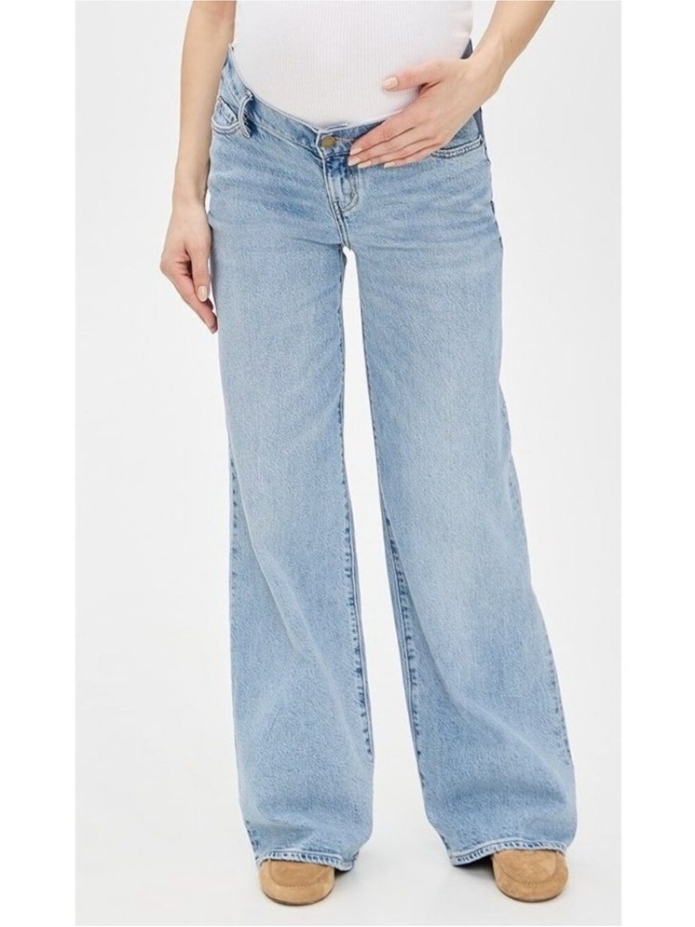 Hatch The Maternity Wide Leg Jeans 90s Light Wash 34